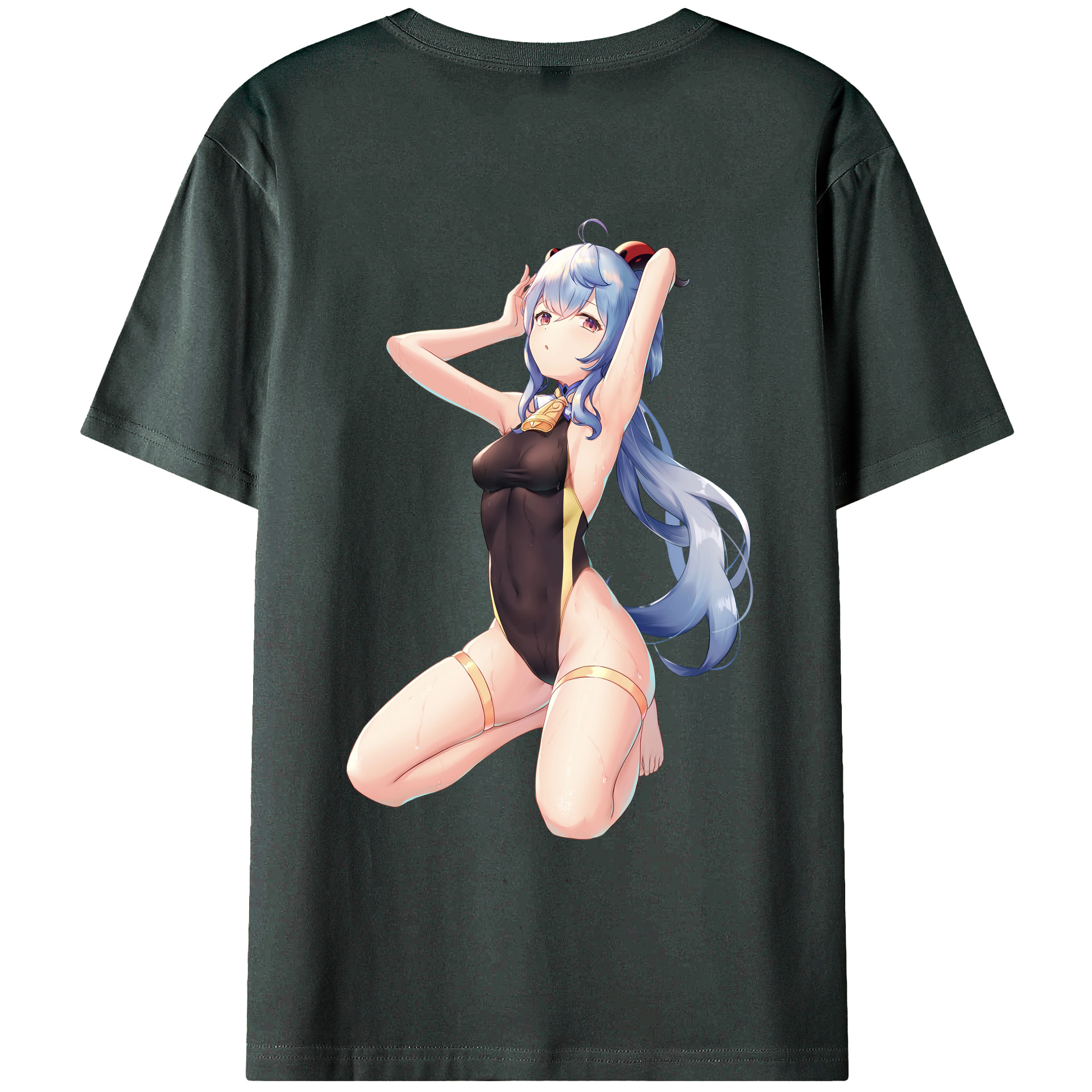 げんし神 甘雨 かんう genshin Ganyu 綿100％ メンズ半袖Tシャツ（バックプリント） 通気性